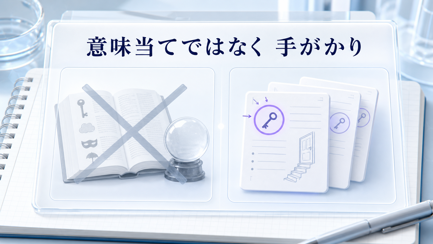 夢サインは夢占いではなく繰り返し出る手がかりを見るものだと示す図解